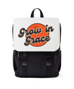 Backpack featuring "Grow in Grace" graphic
