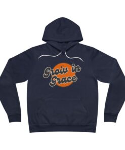 Navy hoodie with "Grow in Grace" design