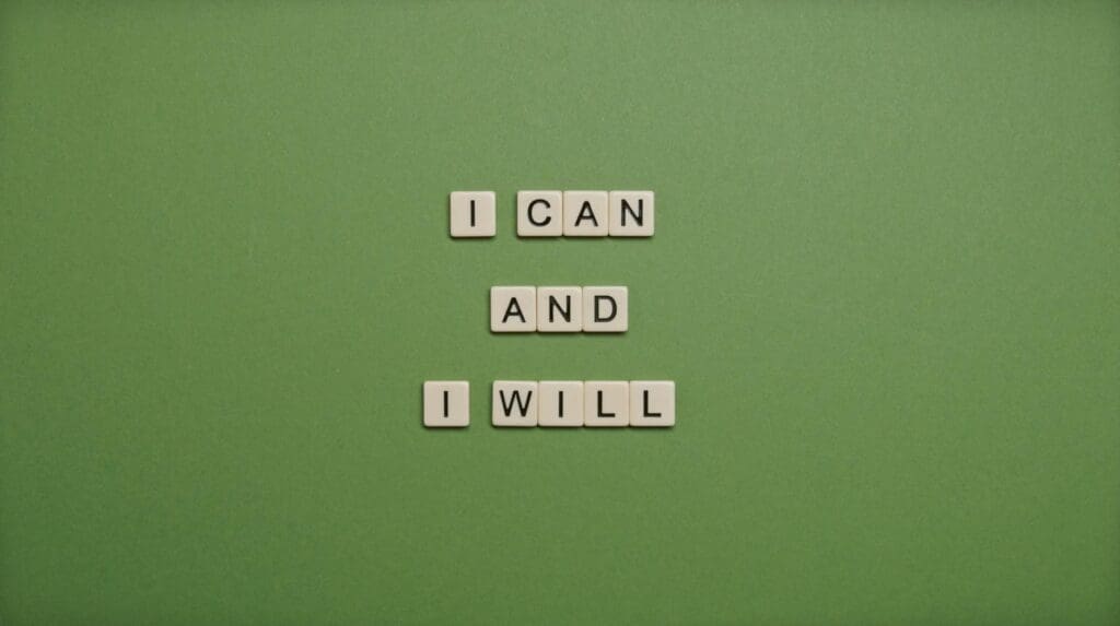 i can and i will text on green background